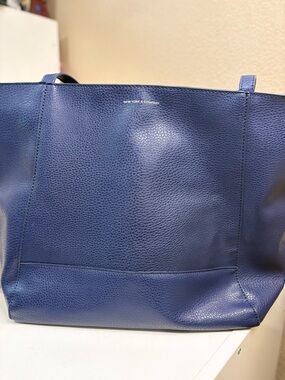 New York & Company Navy Pebbled Leather Tote